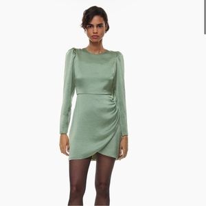 Aritzia Didi Satin Dress in Gallery Green